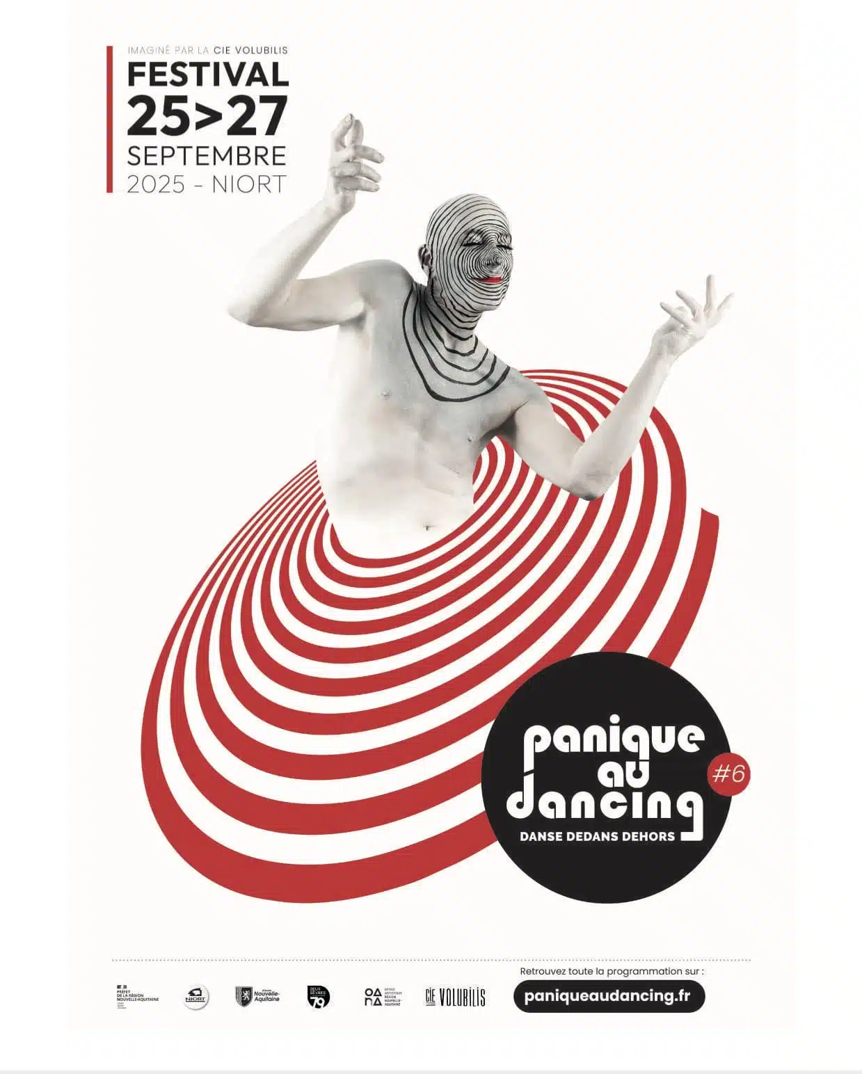 festival panique au dancing 2025 affiche un événement durable autour de la danse contemporaine (dedans, dehors) sur le territoire niortais, sous la forme d’une biennale