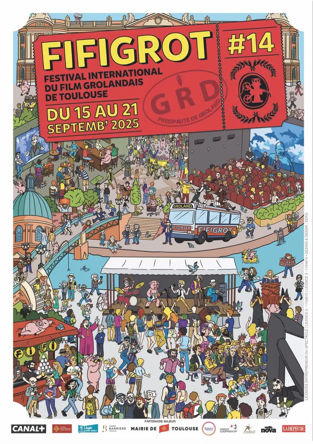 FIFIGROT (Festival International du Film Grolandais de Toulouse) affiche cinéma exposition concert spectacle littérature