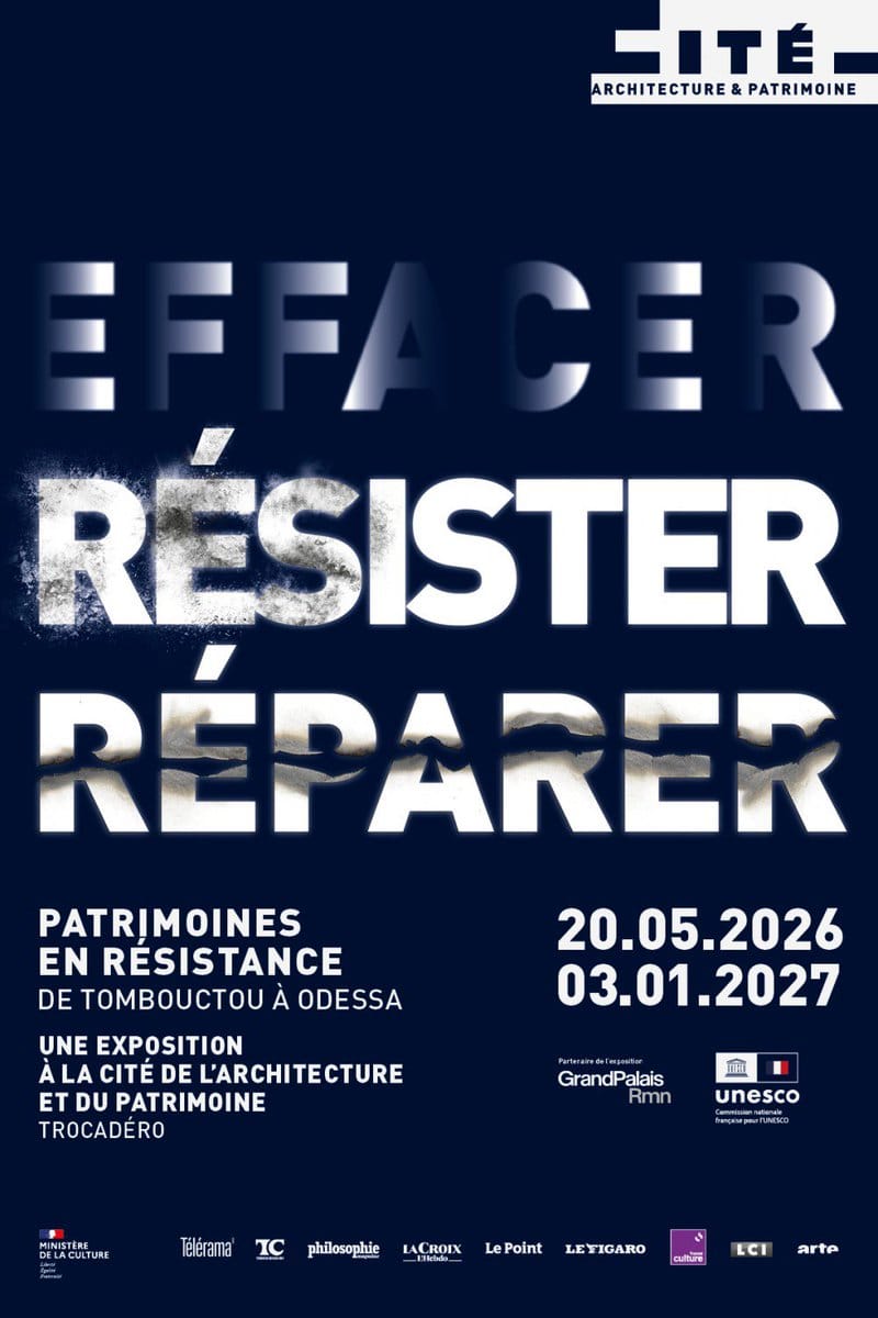 Exposition Patrimoines en résistance à la Cité de l'architecture et du patrimoine affiche art