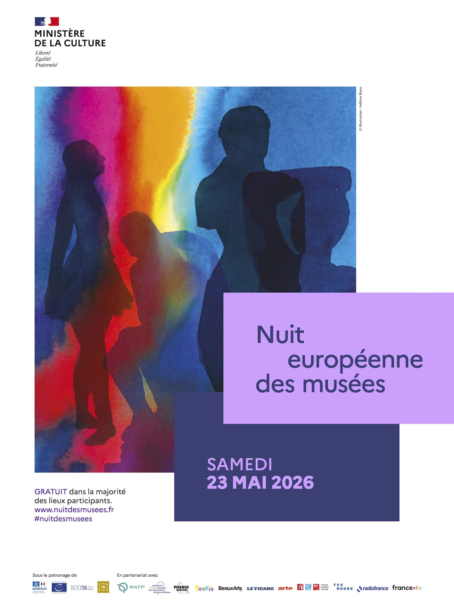nuit européenne des musées 2026 affiche en Belgique, Bulgarie, France et Italie